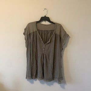 Free People Green Tunic Shirt